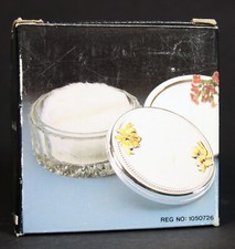 Vintage Silverplate & Glass Trinket Powder Jar & Powder puff