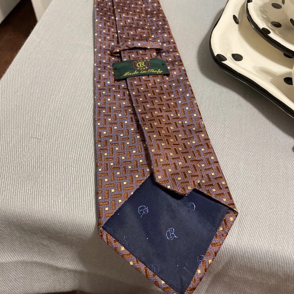 Corbata Club Room para hombre 100 % seda púrpura/azul corbata para hombre hecha en Italia WPL 8046 Foto 4 de 4
