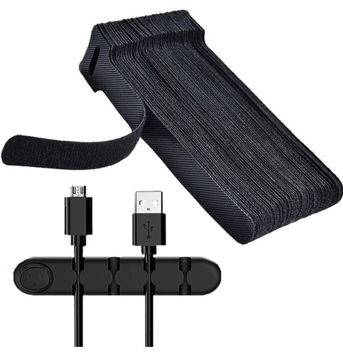 50Pcs Reusable Cable Fasteners Organizers Premium Fabric Adjustable Cord Ties - 第 1/8 張圖片