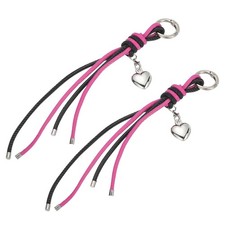 2pcs Leather Keychain with Heart Charm Braided Diamond Knot, Black Rose Red