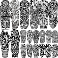 20 Sheets Extra Large Maori Full Arm Sleeve Temporary Tattoos for Men Women