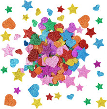 400 PCS Colorful Glitter Foam Stickers Self Adhesive Star Shaped Glitter Heart S