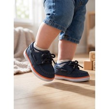 Sperry Intrepid Crib Jr Mesh Leather Boat Shoes Navy Blue Orange Toddler Size 1