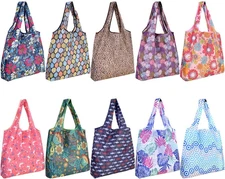 10 Pack Reusable Grocery Shopping Bags, Foldable Shopping Bags Grocery Tote with