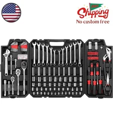 248 Pieces Mechanics Tool Set, General Purpose Mixed Sockets and Wrenches