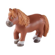 HABA Little Friends - Pony Twinkel, braunes Bauernhof-Pony, Spielzeugfigur für K