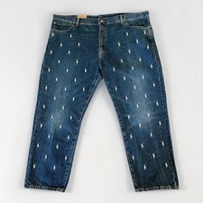 POLO RALPH LAUREN Big&Tall Varick Slim Straight All Over Pony Blue Jean 46B x 30