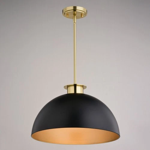 Vaxcel Lighting P0411 Devon 16"W Pendant - Glossy White / Satin Brass - Picture 4 of 12