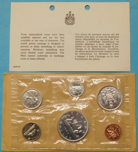 1965 CANADIAN PROOF LIKE SET - CENT THRU DOLLAR - Canada 1.12 oz actual silver