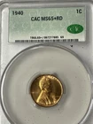 1940 Lincoln Wheat Cent CAC 65+RD Red Vintage Copper UNC  Gem Coin Free Ship