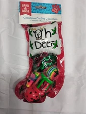 Christmas Cat Toy Collection In Plastic Stocking Contains 6 Assorted Toys New