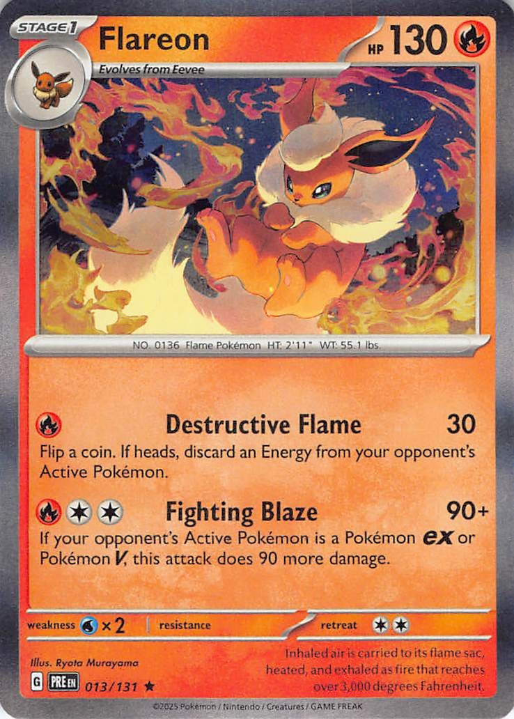 Flareon 013/131 SV: Prismatic Evolutions Reverse Holofoil