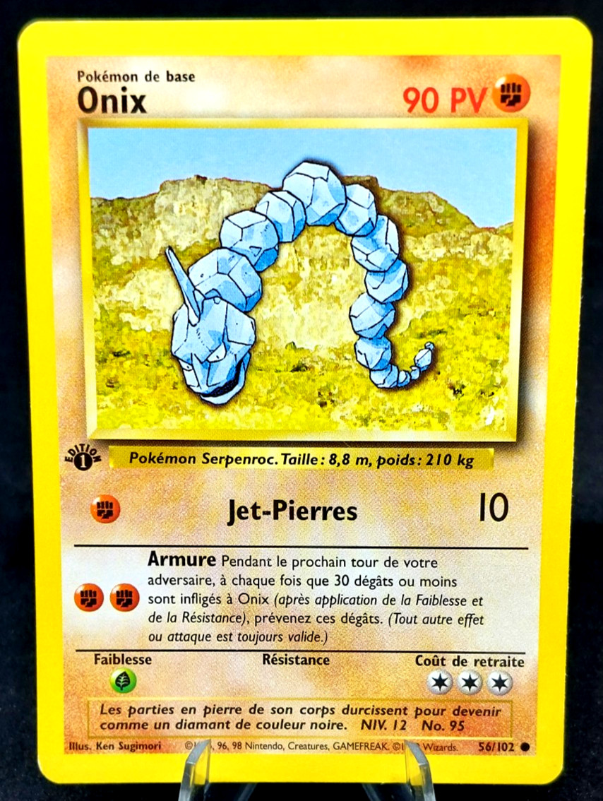 Pokemon Card - 1st Edition Onix - (95/102) French Base Set TCG 1999 NM