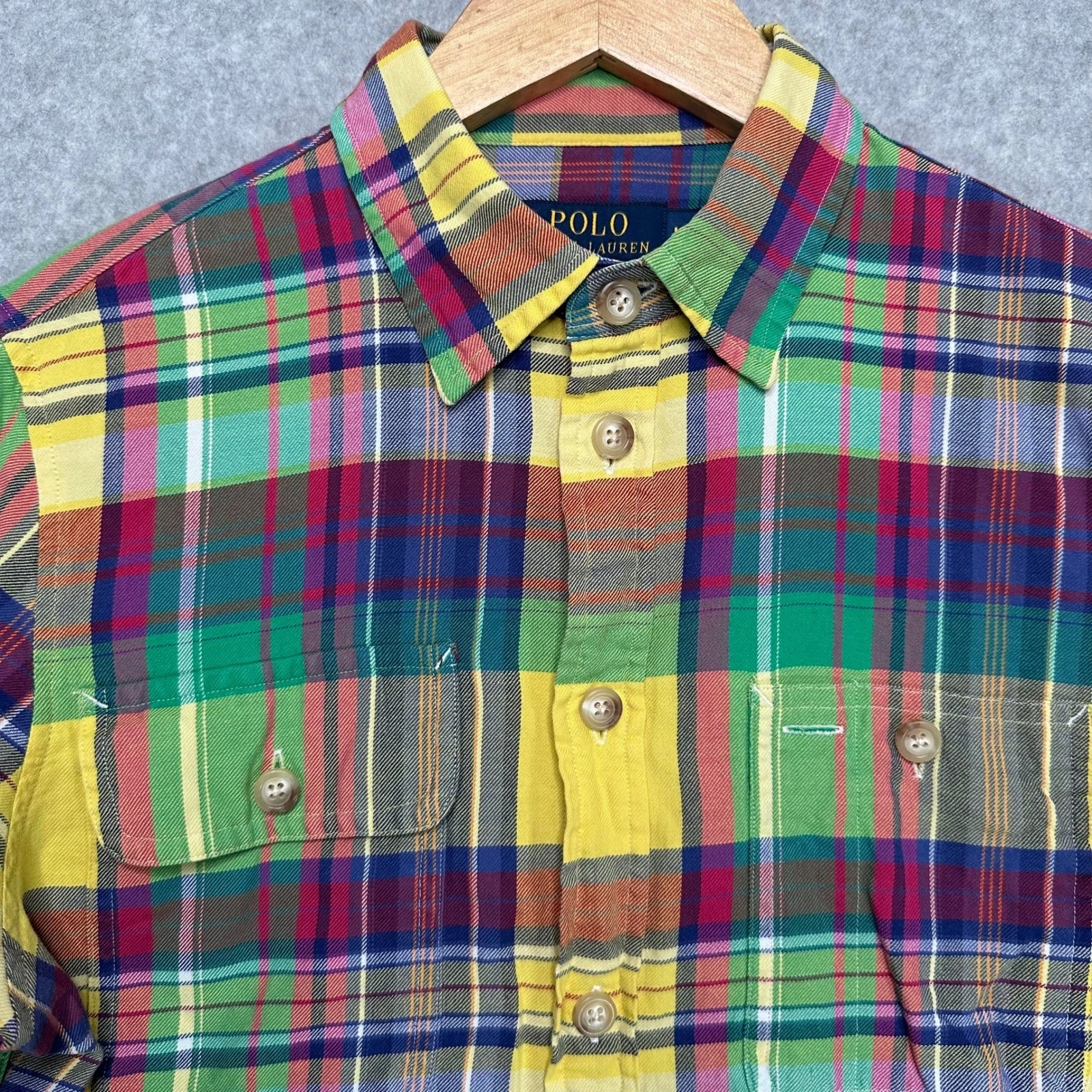 Polo Ralph Lauren Custom Fit Plaid Long Sleeve Shirt Men's Size M Multi Color