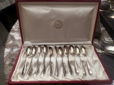 12 Silber Mokkal&ouml;ffel 1946 GAB Stockholm 830 Silber OVP Clastr&ouml;ms Pite&aring; Schweden