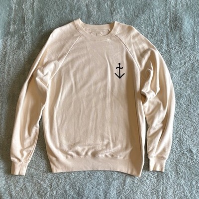 Todd Snyder LA PAZ Miami Anchor Graphic Cotton Crew Neck Sweatshirt Beige M