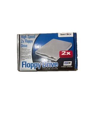 SmartDisk 2x USB 2.0 External Floppy Disk Drive Titanium Edition FDUSB-TM2 NEW!