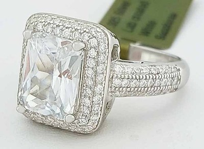 LAB CREATED 3,17 kt WEISSER SAPHIR RING MASSIV 0,925 STERLINGSILBER - NEU MIT ETIKETT