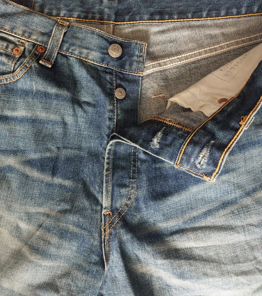 Pantalones Cortos de Jeans Levi Strauss & Co Para Hombre "Cortados" Original Cintura 33" Azul Foto 3 de 4