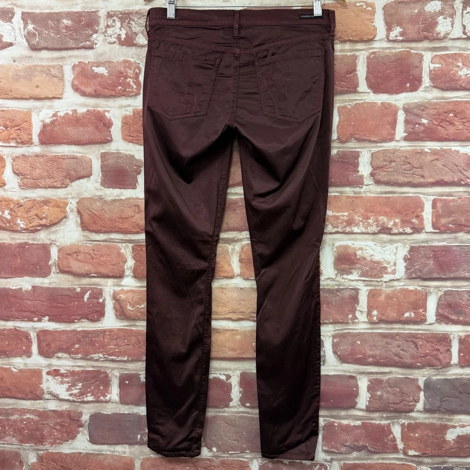 Pantalones Citizens of Humanity Avedon para mujer 30 borgoña tiro bajo pierna ajustada elástica Foto 2 de 4