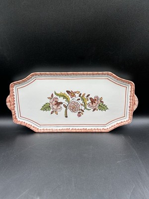VTG FFA Marquez Portugal Vanity Tray Signed J Janeiro Ceramic Floral Red Yellow 