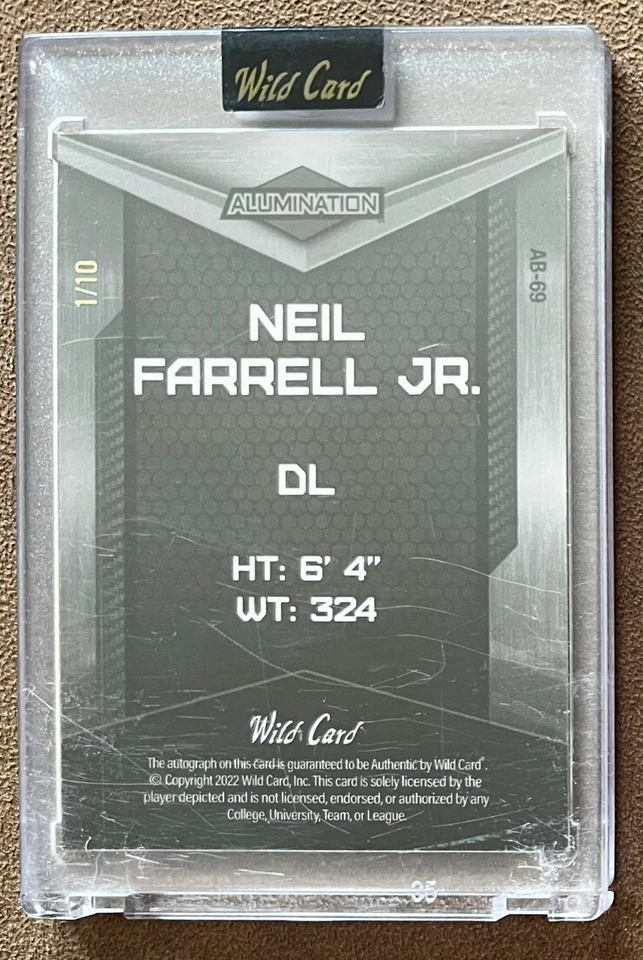 2022 Wild Card Alumination Lazer Autograph #AB-69 Neil Farrell Jr. /10 Rookie SP - Image 2 of 3