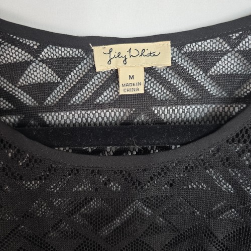 Lily White Tank Top Women's Medium Blouse Chiffon Black - Picture 2 of 5