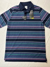 New Callaway Golf Polo Shirt Mens Size Small Blue Striped NWT UPF 50