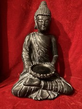 Statue de Bouddha assis dans une pose de prière 17" de haut tenant un bol