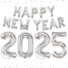 HNY Silver Foil Balloons with 2026
