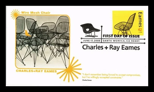 DR JIM STAMPS US COVER CHARLES & RAY EAMES WIRE MESH CHAIR FDC FLEETWOOD