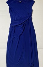 Chaps Dress Women’s XS Blue Sleeveless Ruched Draped Sheath Knee Length