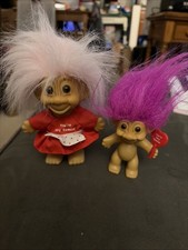 Vintage Russ Troll Dolls Valentine Set Pink Hair You're Very Special 2 Dolls
