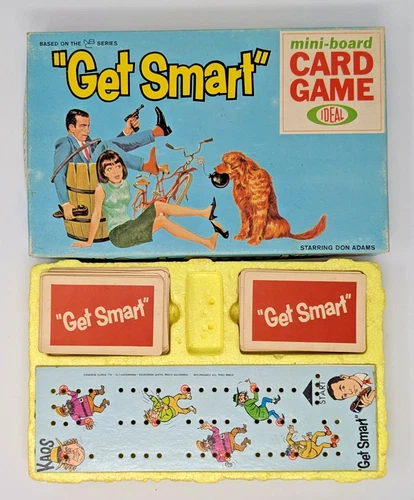 Vintage 1966 Ideal Get Smart Mini-Board Card Game Original Box All Cards no pegs