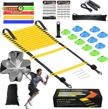 Speed Agility Training Equipment Set, Agility Ladder 20Ft, 12 Football Cones, Re