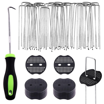 Swpeet 201Pcs U-Shaped Landscape Garden Stakes Staples And Plastic Fixing