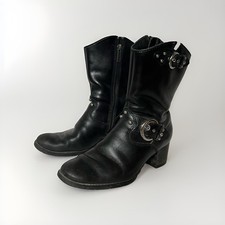 Harley-Davidson Women s Black Leather Harness Boots Side Zip Size 7.5 M 85192