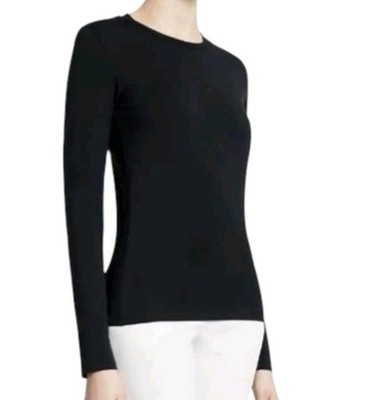 THEORY Black Long-Sleeve Top Jackson 3 Compliment Size L Cotton/Spandex Blend