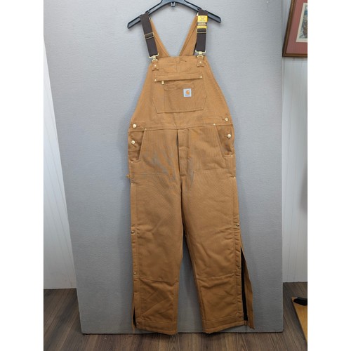 Carhartt Firm Duck Insulated Bib Overalls Herren Gr. L Tall Loose Fit Braun OR4393 - Bild 2 von 12