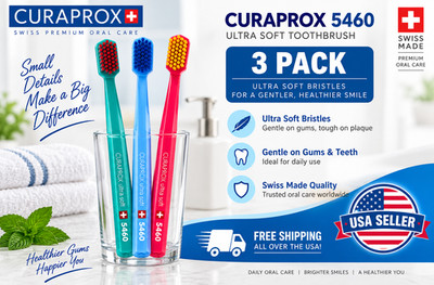 Cu-raprox CS 5460 Ultra Soft Toothbrush Genuine Swiss Dental Care - 3Count