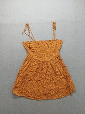 Aeropostale Women Mini Dress M Yellow Floral Sleeveless Square Neck Strap Casual
