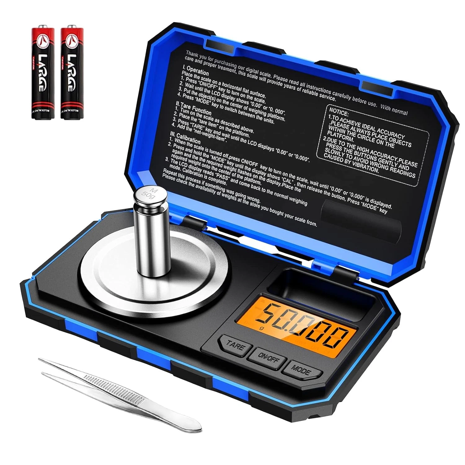 KeeKit Digital Pocket Scale, 50g 0.001g Professional Milligram Blue