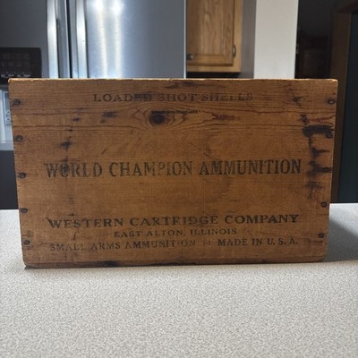 Vtg Western Super-X 12 Ga Shot Shells World Champion Wooden Ammunition Crate Box