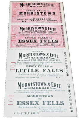 1920's MORRISTOWN & ERIE UNISSUED TICKET ESSEX FELLS LITTLE FALLS NEW JERSEY