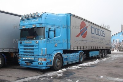 LKW Foto Scania 164L 580 Planensattelzug Italien hell blau BOY/H42 DIODOS #f6mm