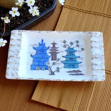 Vintage Ashtray Ceramic Hand Painted 9.5"W  Mid-Century Modern 