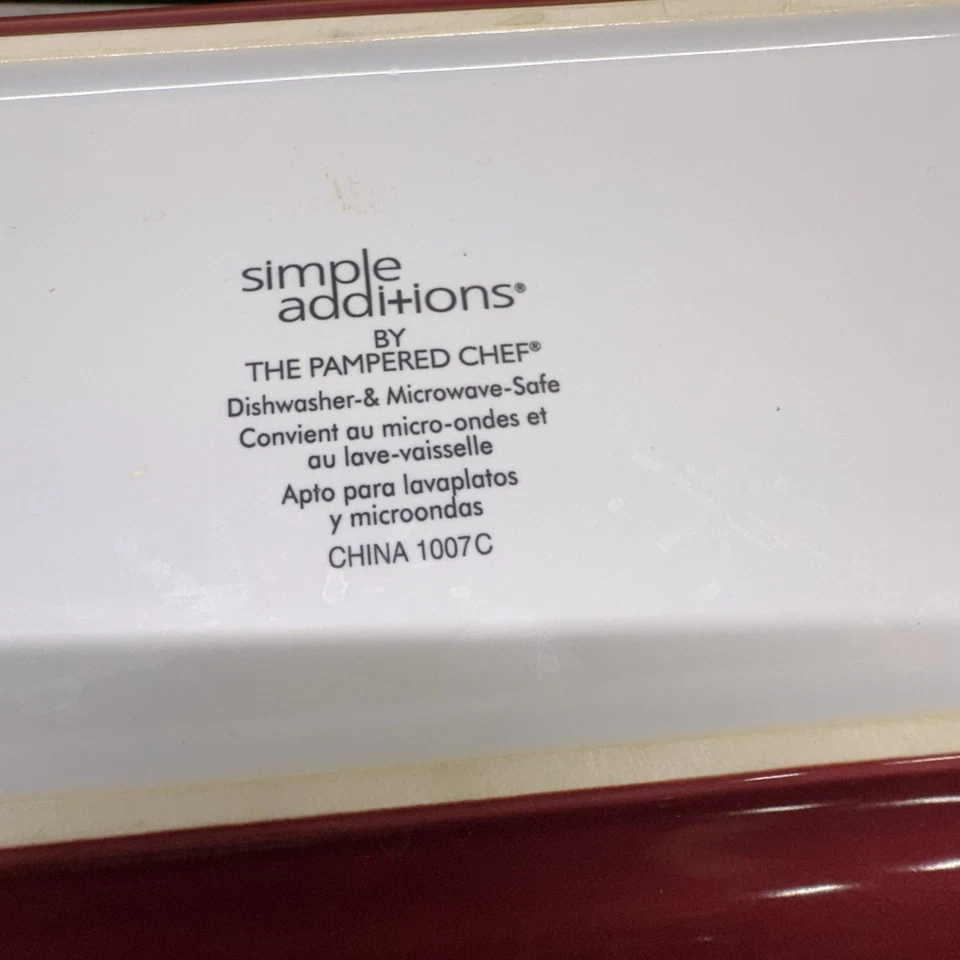 Pampered Chef Simple Additions Rectangle Serving Platter w/ Cranberry Accent - Image 4 of 4
