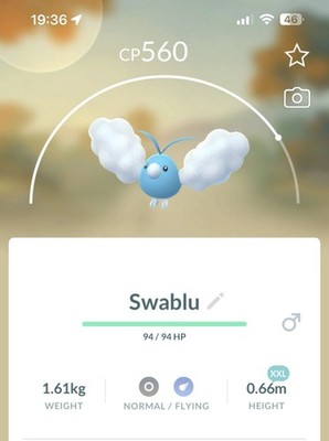 Swablu XXL SIZE Pokestop Showcase Pokemon Gen3 Go Same day Pokémon Altaria Hoenn