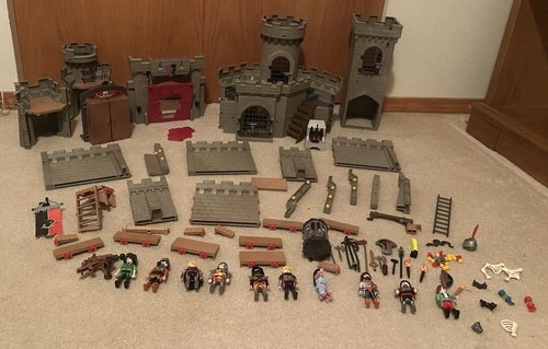 Huge Vtg Playmobil Lot Castle Knights Parts Pieces Wall Weapons Figures