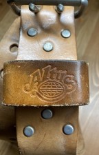 VTG Altus Weight Lifting Belt Small 24-28 Heavy Leather Brown 2-Prong Silver